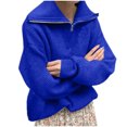 thumbnail image 3 of VISALY Half Zip Pullover Tunic Sweatshirt Turtleneck Sweater Oversize Zipper Knitted Pullover Long Sleeve Solid Color Loose Autumn Winter Sweaters Office Sweater Soft Pullover Basic Tops Bu2 One Size, 3 of 7