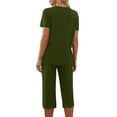 thumbnail image 7 of Censtreet Women's Sleepwear Capri Pajama Sets Short Sleeve Two-Piece Pjs V Neck Tops & Capri Pants S-XXL, 7 of 7