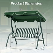 Costway 3 Seats Patio Backyard Canopy Steel Frame Swing Glider Hammock Cushioned