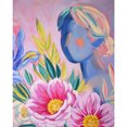 thumbnail image 1 of Cuadros Decorativos Chica pintada a mano con pintura de lienzo de aceite de peonía por números Kit de dibujo (M958) Tmvgtek embutido en tela, 1 of 9