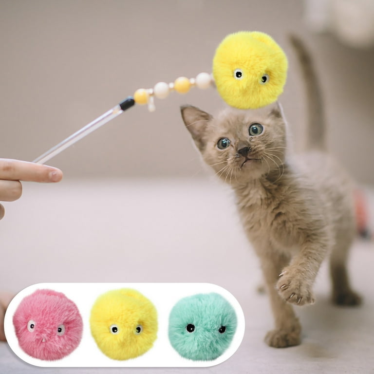 Cat Toy Ball Launcher, 30 Cat Pom Pom Balls And Cat Toy Launcher Set,  Interactive Cat Toys With 30 Colorful Soft Cat Balls, Indoor Cat Toys,  Interacti