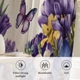 thumbnail image 6 of Spring Floral Semi Sheer Curtains Drapes for Living Room,Bedroom,French Doors Window 84 Inches Long,Purple Tulips Hydrangeas Butterflies Beige Rod Pocket Chiffon Curtain Drapery Voile Draperies Panel, 6 of 8