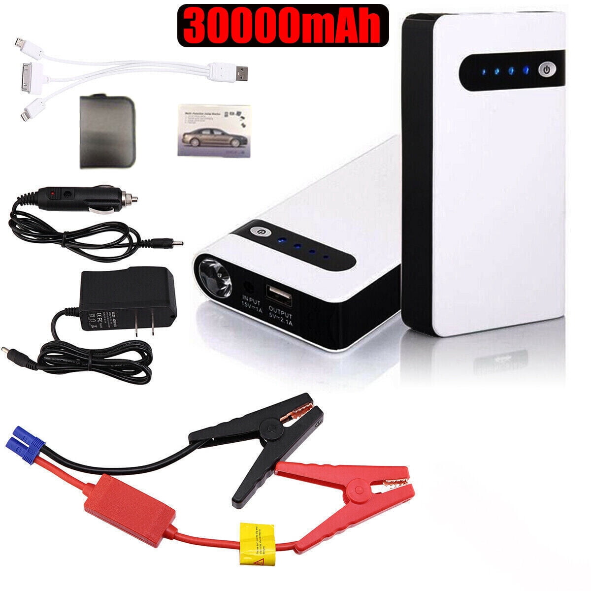 Portable 30000mAh Car Jump Starter Booster Jumper Box Power Bank Battery Charger