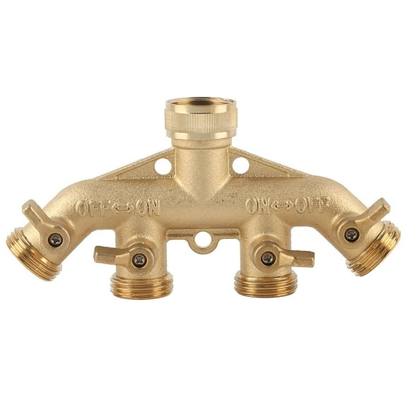 Répartiteur de tuyau d'arrosage, vanne à boisseau sphérique 4 voies robinets d'eau extérieurs distributeur robinet de sortie adaptateur de tuyau vanne à boisseau sphérique robinet d'eau connecteur de