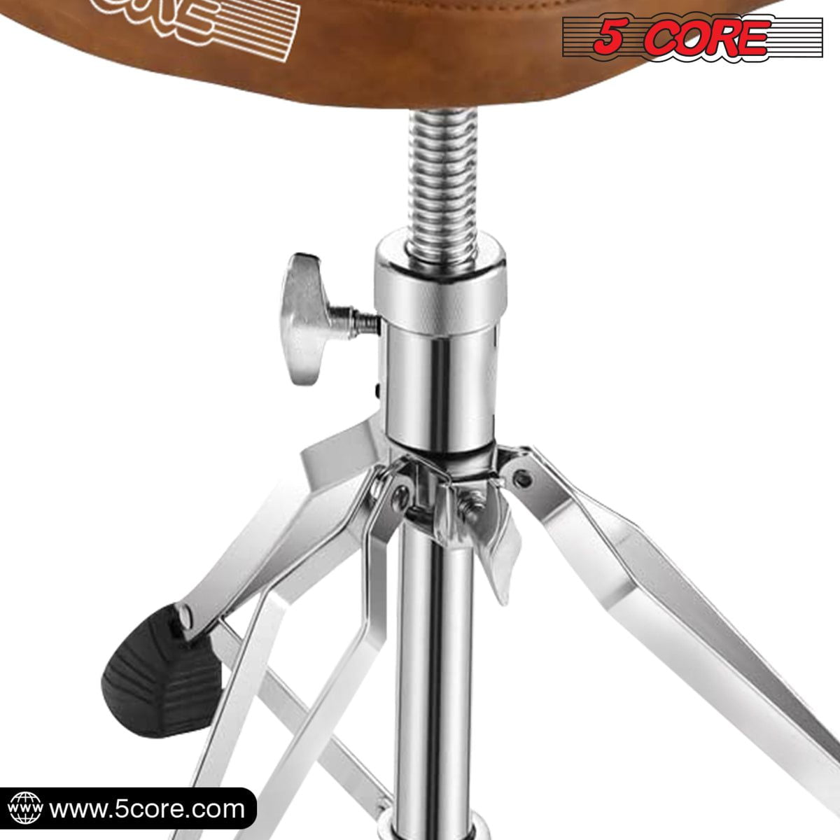 Drum Throne Padded Guitar Stool Adjustable Heavy Duty Saddle Music Chair Seat Universal for Adults & Kids with Anti Slip Rubber Feet  -Brown