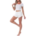 thumbnail image 2 of INSPIRE CHIC Womens Shorts Scalloped Hem Elastic Waist Adjustable Drawstring Ruffle Soft Cozy Sleepwear S White, 2 of 6