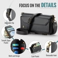 thumbnail image 5 of Crossbody for iPhone 14 Case Wallet【RFID Blocking】with 7-Card Holder Zipper Bills Slot, Soft PU Leather Magnetic Shoulder Wrist Strap for iPhone 14 Wallet Case Women, 5 of 14