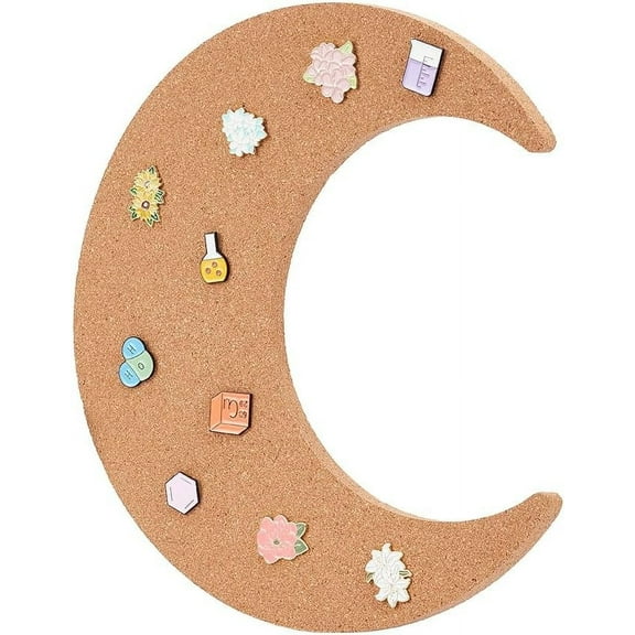 Pin Display Cork Board Moon Cork Brooch Board 0.5inch Thick Pin Board Wooden Bulletin Display Board Wall Mounted Cork Board for Brooch Pin Storage Office Home Decor 12x11Inch diy