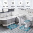 thumbnail image 6 of Blue Retro Boho Ethnic Bathroom Rugs Set Abstract Tribal Flower Non Slip Absorbent Soft Bath Mats 3 Piece Set with Bathroom Rug, U-Shaped Floor Mat, Toilet Seat Cover Small Size, 6 of 9