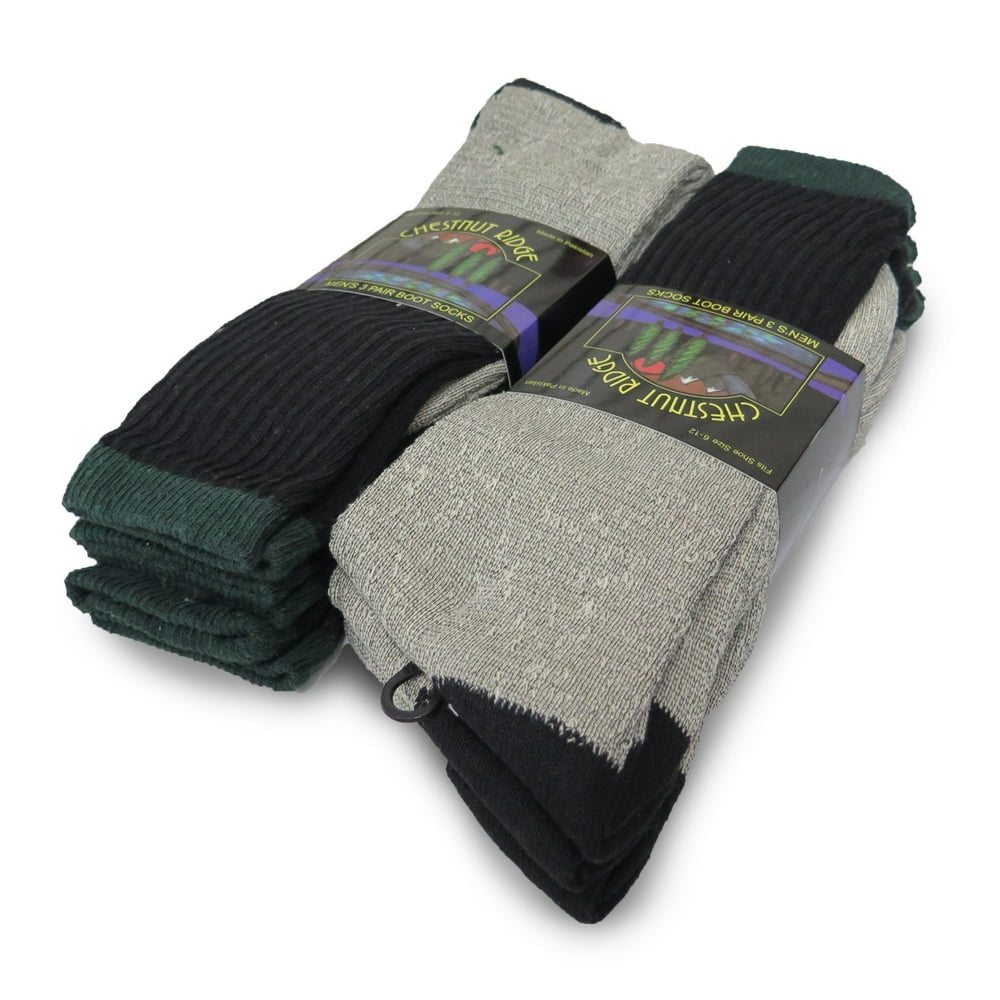 Chestnut Ridge 6 Pairs Mens Boot Socks Work Warm Hiking Winter Crew