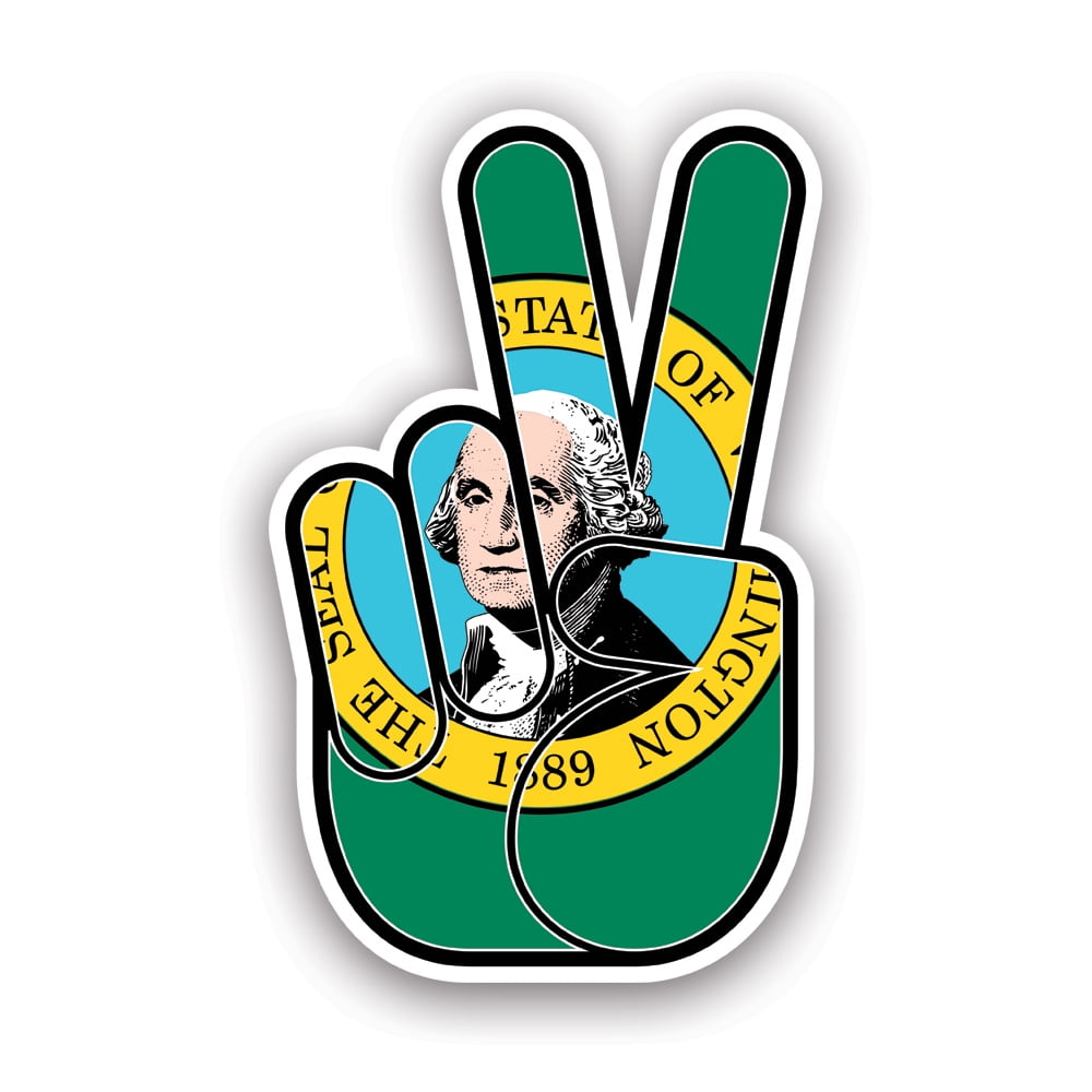 Washington State Shaped Peace Sign Sticker Decal - Self Adhesive Vinyl ...