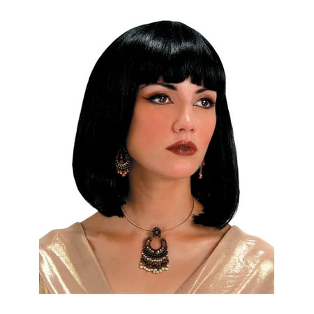 Cleopatra Egyptian Wig Theatre Costumes Accessory Black Medium Length Bangs