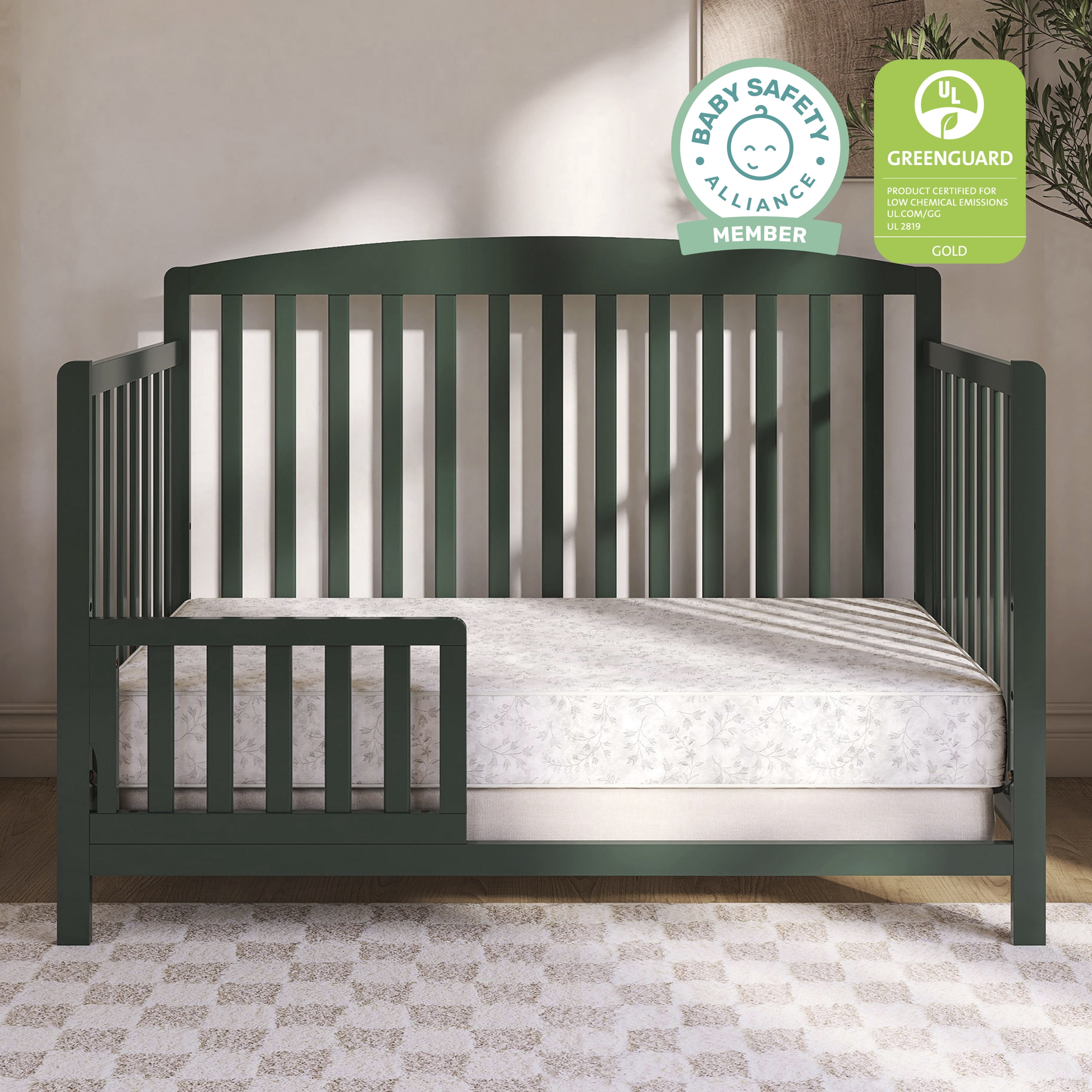 Dream On Me Nirvana 6” 96-Coil Inner Spring Crib & Toddler Mattress | Waterproof Vinyl Cover | Greenguard Gold Certified |10-Year Manufacturer Warranty | Grey Leaf