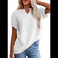 thumbnail image 4 of Blusas Casuales de Punto Gofre con Cuello en V para Mujer, Camisetas de Corta, Blusas Holgadas XL, 4 of 8