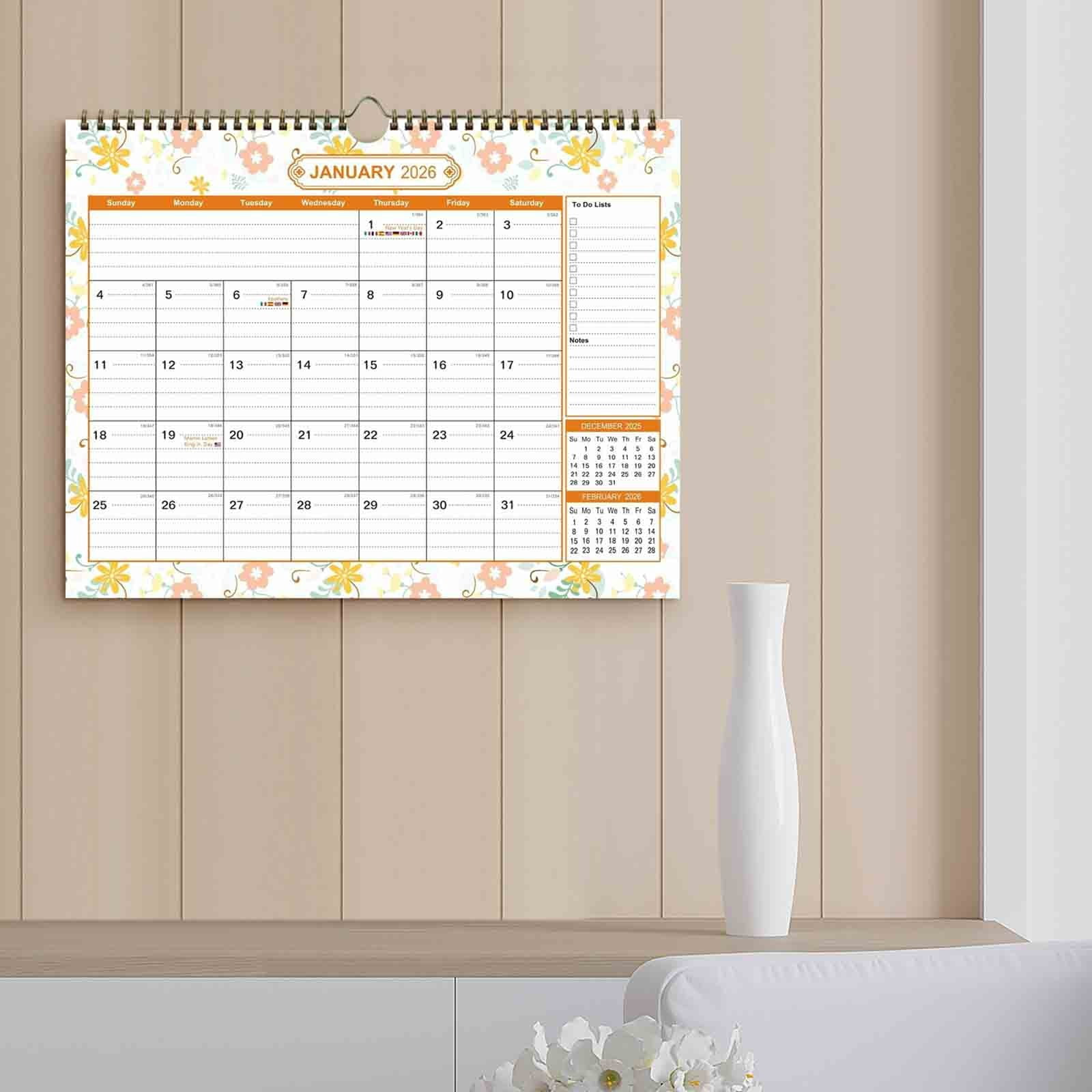 2026-2027Calendar, 18 Month Wall Calendar 2026-2027 Hanging Spiral Bound Magnetic Fridge Desk Calendars 15" x 12", Jul 2026 - Dec 2027