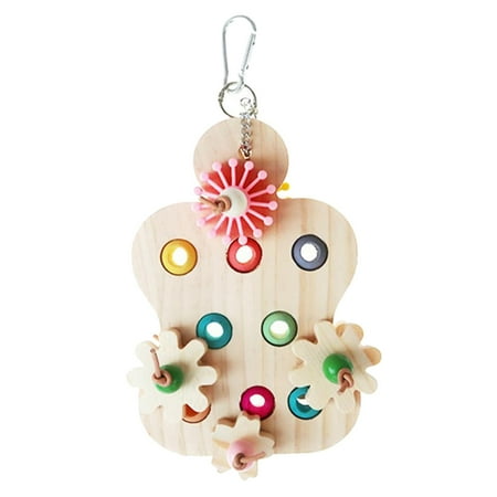 Colorful Wooden Parrot Chew Toy Educational Trainer for Family Travel Outdoor