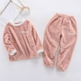 thumbnail image 2 of Swuxness Toddler Fleece Sets, Kids Long Sleeved Sets, Children's Flannel Sleepwear Set Long Pants Thickened Home Clothes Set Pink, 7 Years, 2 of 5