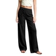 thumbnail image 5 of Lullu Girls Palazzo Pants Pull on Drawstring Loose Straight Leg Trousers, Black, Sizes 4-13, 5 of 5