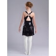 thumbnail image 4 of YiZYiF Girl's Sequins Tassel Latin Dance Leotard Dress Cha-Cha Performance Sparkly Fringed Bodysuit Colorful 12, 4 of 7