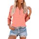 thumbnail image 5 of Blusas para mujer,Camiseta raglán con cuello en V para mujer, manga 3/4, blusa informal de cuello redondo para estar en casa, sopatenor, 5 of 9