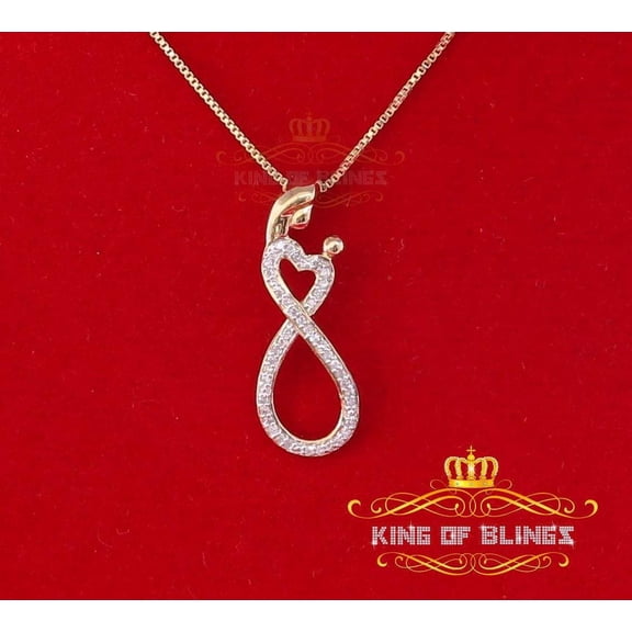 King of Bling's Real 0.10CT Diamond MOM'S LOVE Sterling Silver White Charm Necklace Pendant