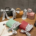 thumbnail image 3 of Modstep Polka Dot Ribbon Crossbody Purse for Women Leather Shoulder Bags Top Handle Button Tote Students Clutch Handbag Brown, 3 of 5