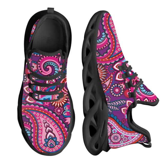 Zapatillas deportivas con estampado floral azul Paisley para mujer, zapatos casuales, zapatillas planas con cordones para mujer