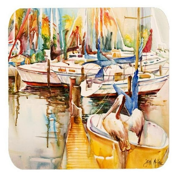 Pelicans And Sailboats Foam Coasters, Set Of 4