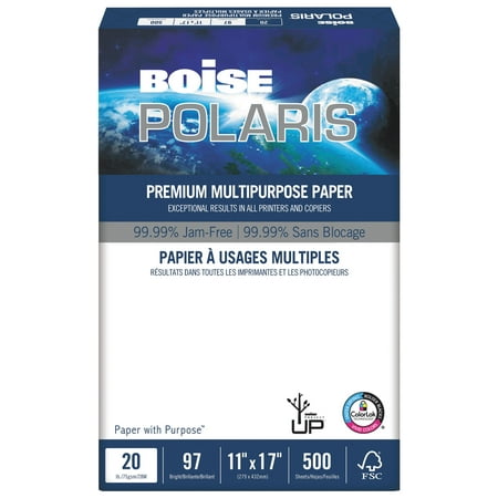 Boise POLARIS Premium Multipurpose Paper, 11 x 17, 20lb, White, 2500/CT