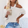 thumbnail image 5 of Women's Solid Color Sexy Off Shoulder Loose Knit Sweater Top for Fall Winter Evening Events,White,M, 5 of 6