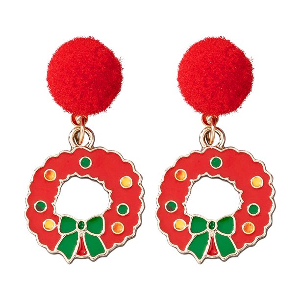 Pendientes de Navidad Candy Elk Bell moda salvaje rojo y verde pelo bola pendientes Wmkox8yi sjalhkljlk4676