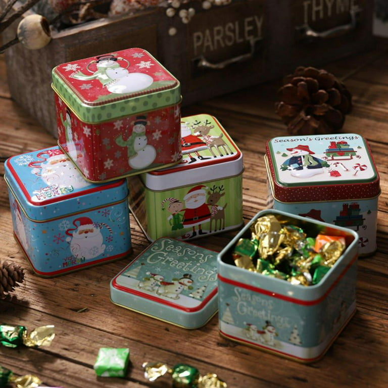 12 Pcs Round Small Tin Box Metal Storage Box Christmas Gifts Party Favors  for Kids Candles Making Container Small Candy Box