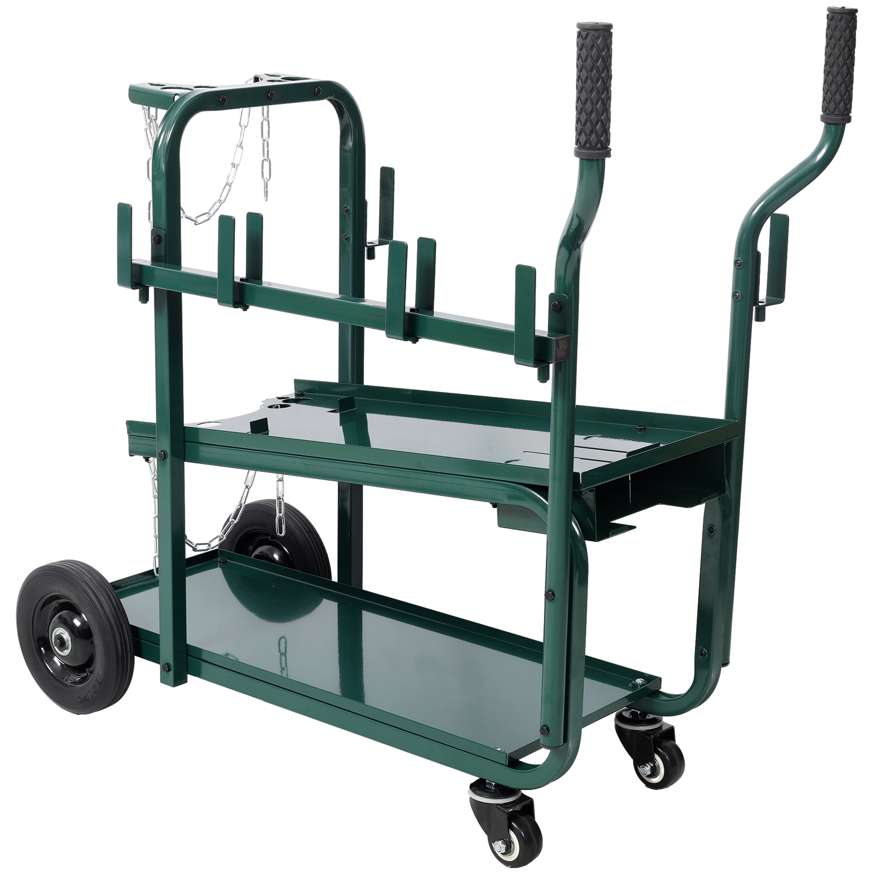 Heavy Duty 2-Tier Rolling Welding Cart Portable Welder Storage Trolley with Wheels for MIG TIG ARC Welder Plasma Cutter and Welding Accessories, Green