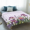 thumbnail image 4 of Purple Floral Spring Blanket Soft Cozy Warm Throw Blanket for Couch, Plush Fuzzy Flannel Fleece Blankets for Sofa, Lavender Buffalo Plaid Botanical Bed Blankets Lightweight Gifts for Women, 40"x50", 4 of 9