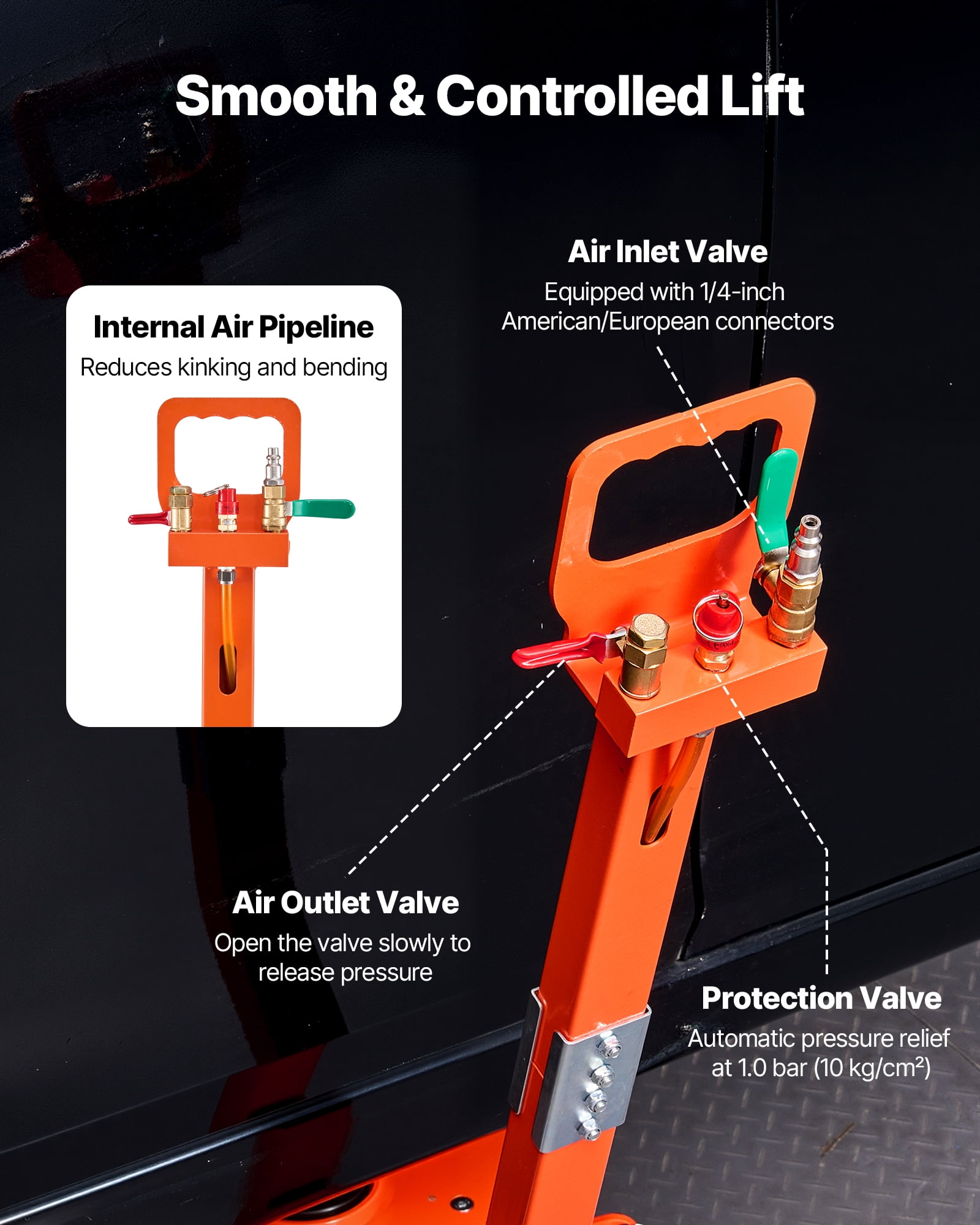 VEVOR Air Jack, 3 Ton/6613 lbs Triple Bag Air Jack, Airbag with Support Rod, Lift Up to 18.5 inch with Heightened Column & Adjustable Handle, 1-6 s Fast Lifting Pneumatic for Car, SUV, Pickup Truck