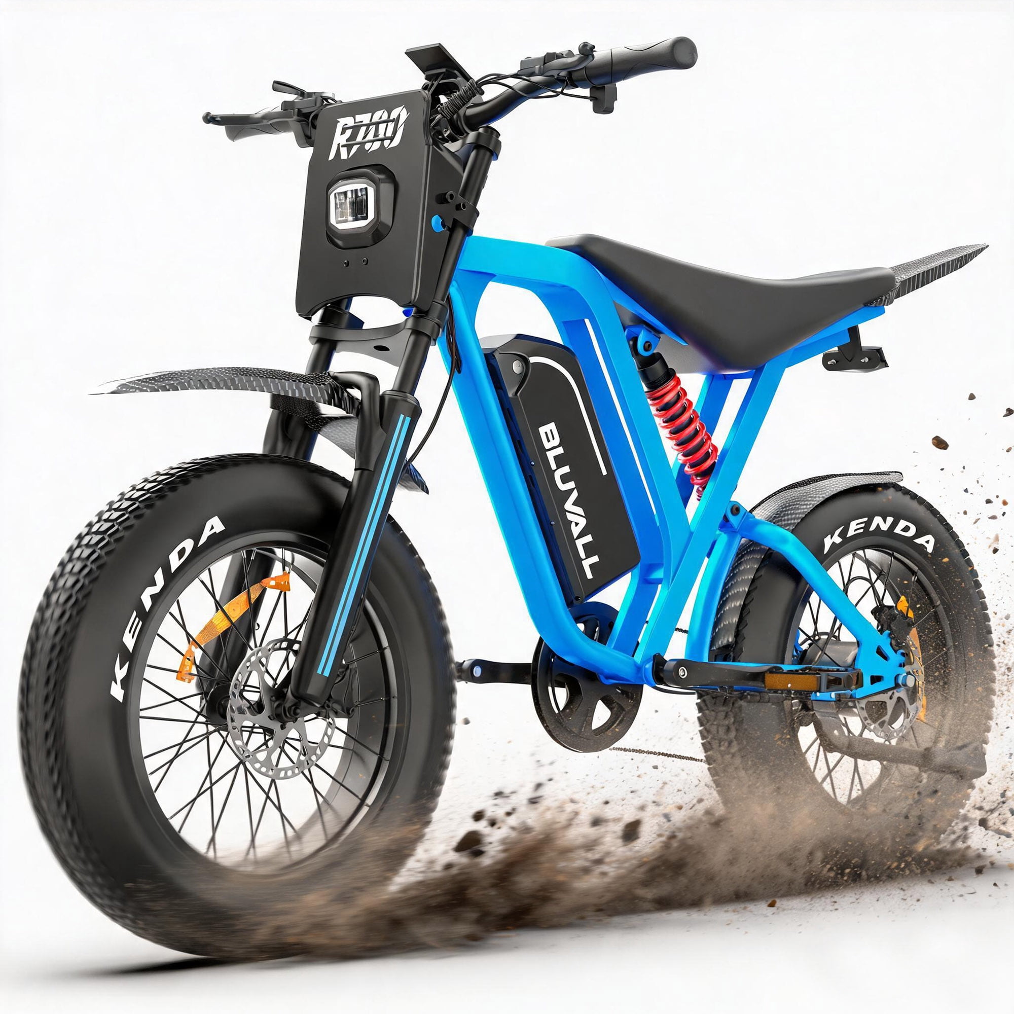 Bluvall Fat Tire Dual Hydraulic Brake Electric Bicycle,Peak 2500W,52V 25Ah,35MPH,80 Miles Electric Bike for Adults,7-Speed Off-Road Mountain Bike UL2849