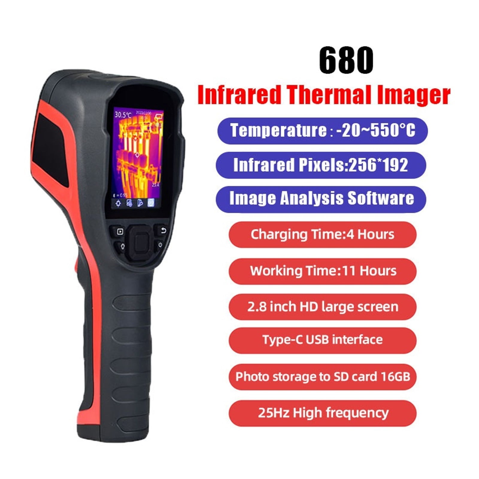 Thermal Imaging Camera, Infrared Thermal Imager 256*192 Pixel Temperature -20°C~550°C Thermal Imaging Camera Thermometer For Repair