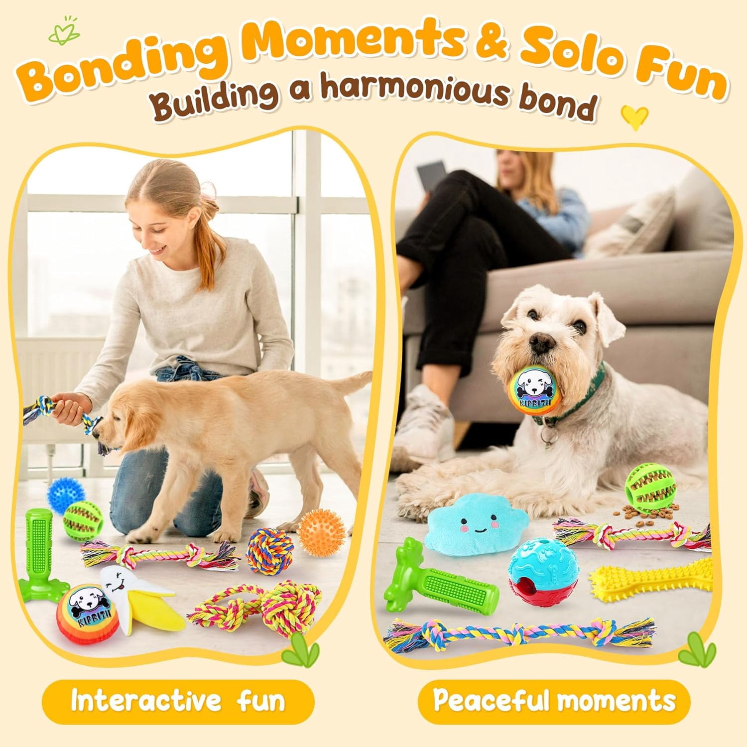 25 Pack Various Dog Toys Set – Ideal for Teething, Entertainment & Interactive Play, Includes Puppy Toys, Rope Toys, Treat Balls and Squeaky Dog Toys