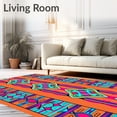 thumbnail image 2 of ODIKA 8'x10' Machine Washable Non-Slip Area Rug, Stripe with Intricate Accents High Traffic Rug, Orange, 717235, 2 of 7