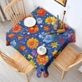 thumbnail image 2 of Pioneer Flower Floral Print Pattern Square Tablecloth,Waterproof Square Table Cover,Wipeable Spillproof Washable Table Cover for Home Kitchen Party Decor 42"X42"(107x107cm), 2 of 6