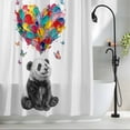 thumbnail image 2 of Cute Panda Long Shower Curtain Set, Waterproof Shower Curtains for Bathroom, Modern Abstract Oil Painting Love Heart Washable Fabric Cloth Bath Curtain for Bathtub Decoration with Hooks 72x84 Inches, 2 of 9
