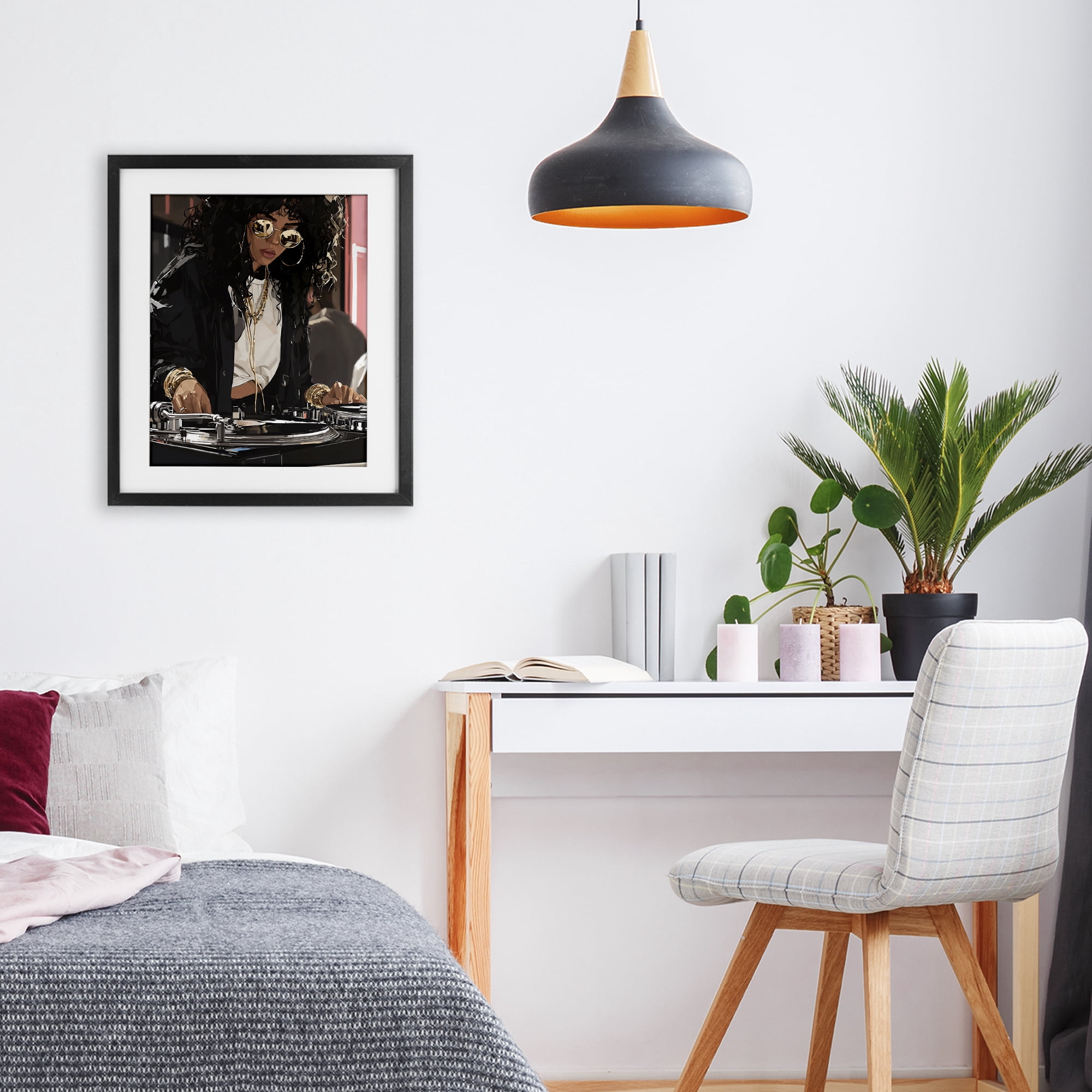 Stupell Industries DJ Focused On Turntables Black Framed Print Under Glass, design by Franklyn Gregory