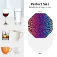 thumbnail image 6 of Sigee Leopard Neon Rainbow Gradient for Water-Resistant, Heat-Resistant, Non-Slip Leather Coasters Set, Ideal for Coffee Table, Office, Bar, Home Decor-Octagon, 6 of 6