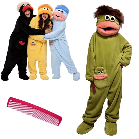 Big Mouth Monster Onesie, Monster Onesie Adult, Wearable Onesie with Shoes and Comb, Silly & Funny Monster Jumpsuit