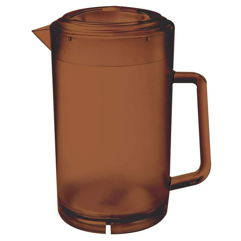 1 Pack Heavy Duty Round Clear Plastic Pitcher Jug with Lid See Through Base  & Handle for Water Iced Tea Beverages 