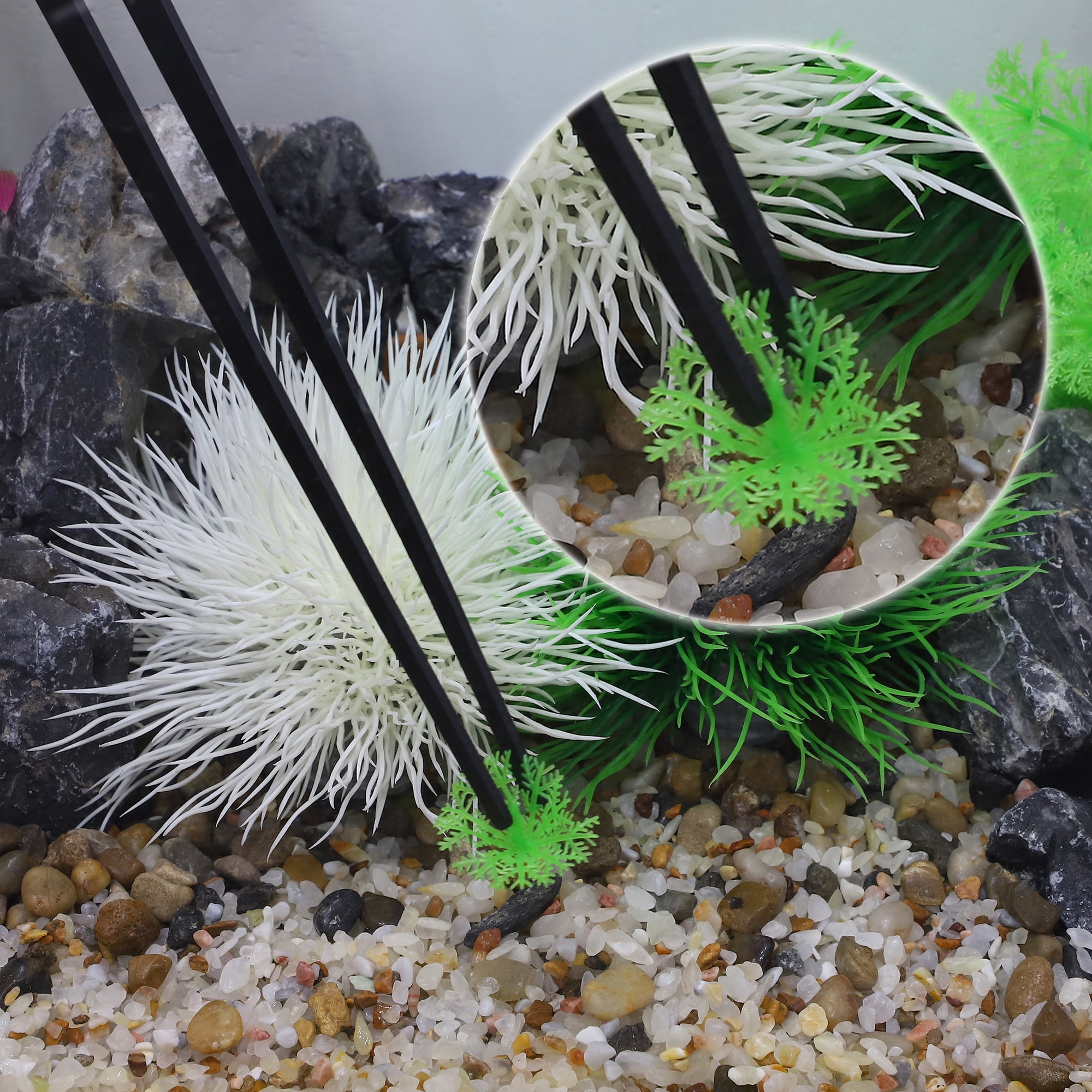 Unique Bargains 1 Pc Aquarium Stainless Steel for Plants Pets Black 38cm/14.96inch