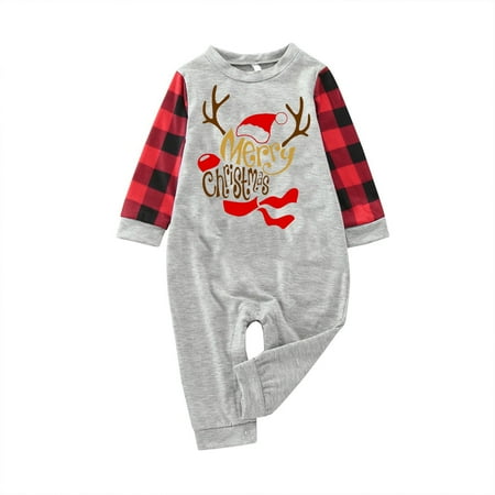 

XIEULQP Family Matching Pajamas Baby Kids Adults Christmas Pjs for Family Matching Long Sleeve Checkered Jammies Holiday Xmas Sleepwear Set for Baby 18-24 Months