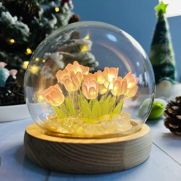 Lámpara LOGAZOO Tulip Night Light con cúpula de cristal de 10 cm