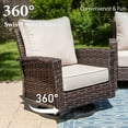 thumbnail image 4 of Summit Living 2-Piece Outdoor Swivel Chairs, Wicker Patio Club Lounge Chairs With Backrests & Cushions for Garden, Pool, Porch, Yard, Beige, 4 of 9