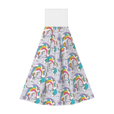 

Horeoi Unicorn DoingYoga Print Coral Fleece Microfiber Hanging Hand Towel Absorbent Hand Towel Quick Dry Thicken Cleaning Cloths Wipes Rags for Kitchen & Bathroom